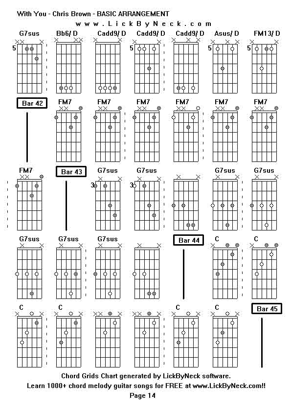 Chord Grids Chart of chord melody fingerstyle guitar song-With You - Chris Brown - BASIC ARRANGEMENT,generated by LickByNeck software.